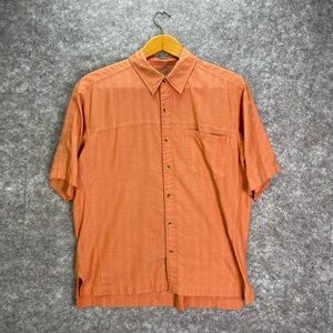Mountain Hardwear Mens Short Sleeve Button-Up Shirt Large Orange Casual Outdoor